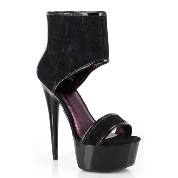 609-AMANDA 6" Pointed Heel Platform Sandal w/ 2 Layer Lace Upper