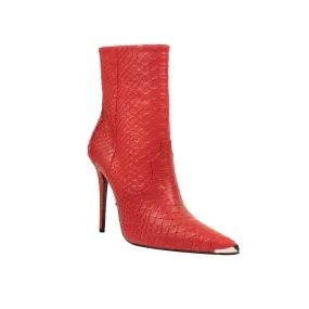 AMIRI Red Western Snake Embossed Heel Ankle Boot