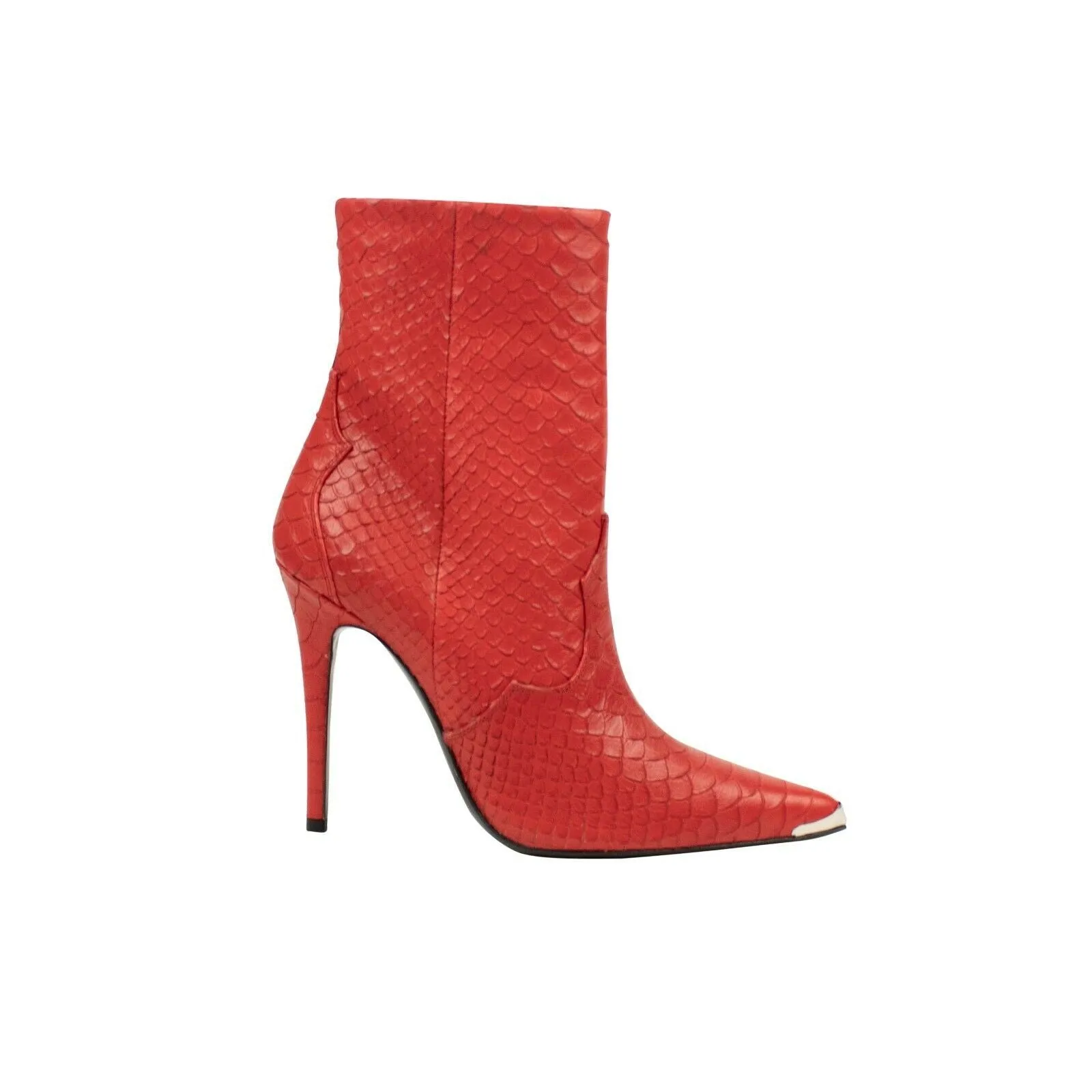 AMIRI Red Western Snake Embossed Heel Ankle Boot