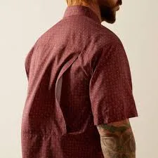 ARIAT MENS VENTTEK OUTBOUND SS RED MAHOGANY SHIRT