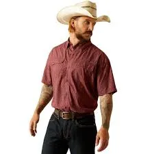 ARIAT MENS VENTTEK OUTBOUND SS RED MAHOGANY SHIRT