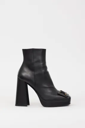 Black Leather Shake Platform Boot