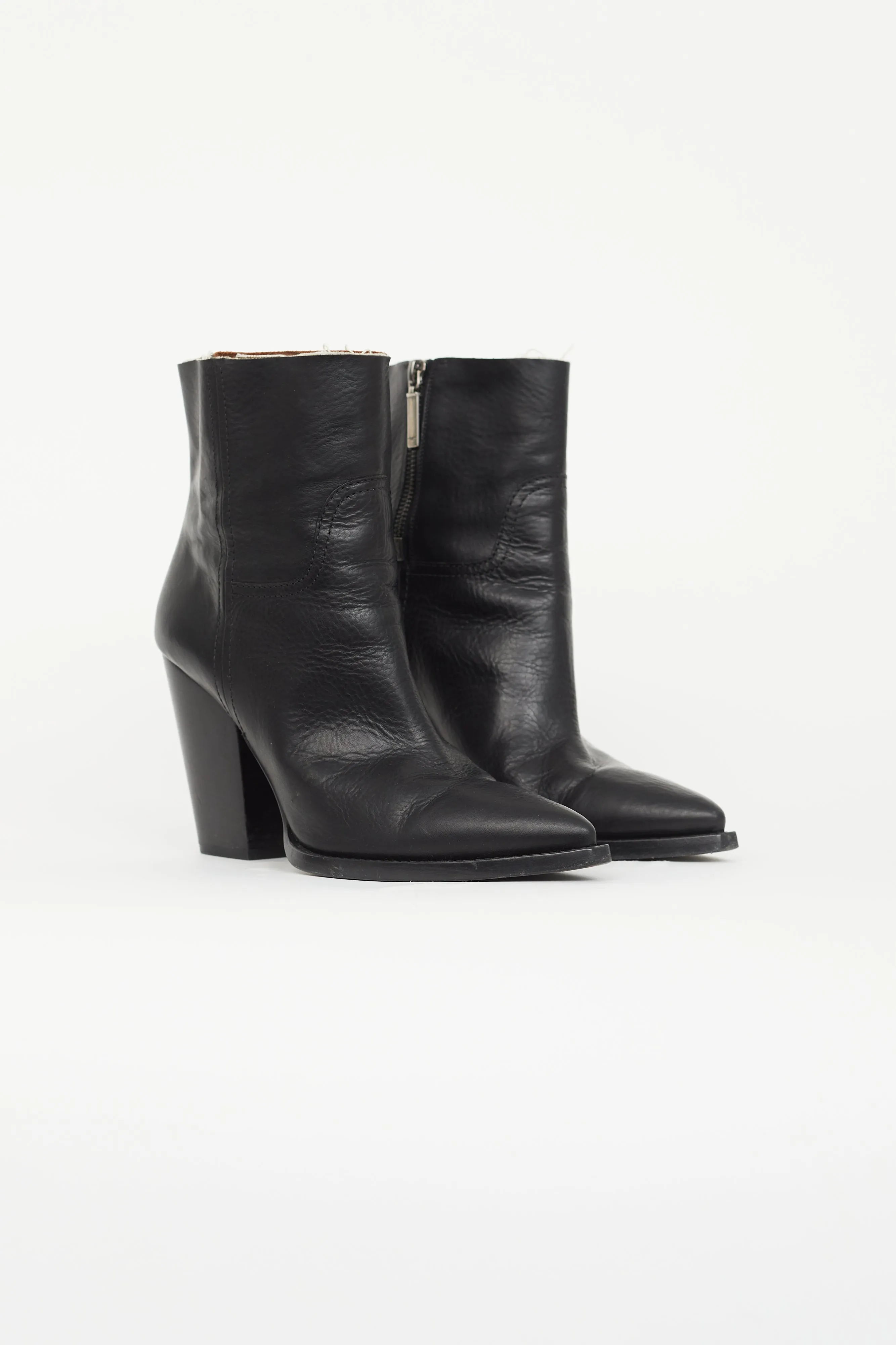 Black Leather Theo Ankle Boot