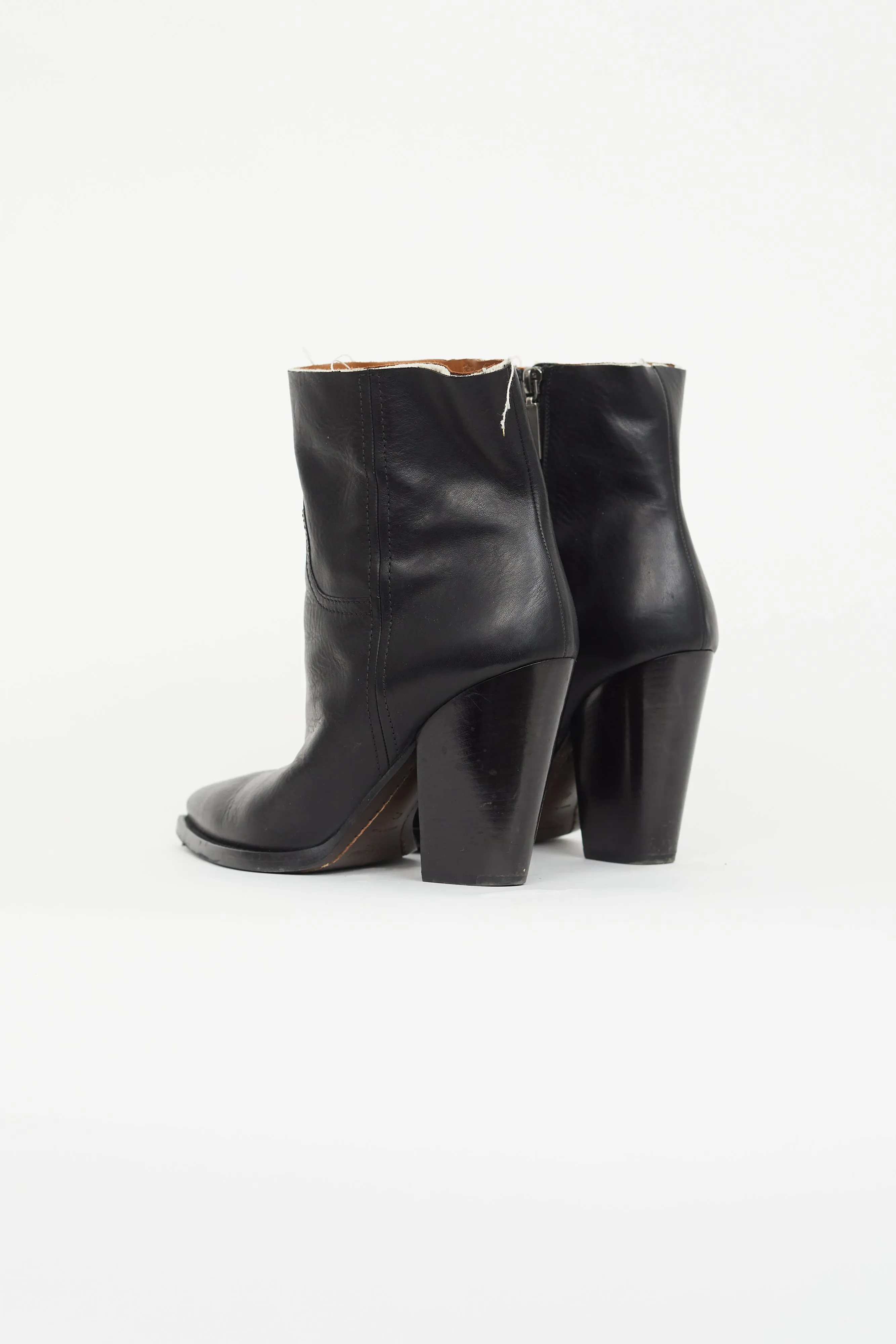 Black Leather Theo Ankle Boot