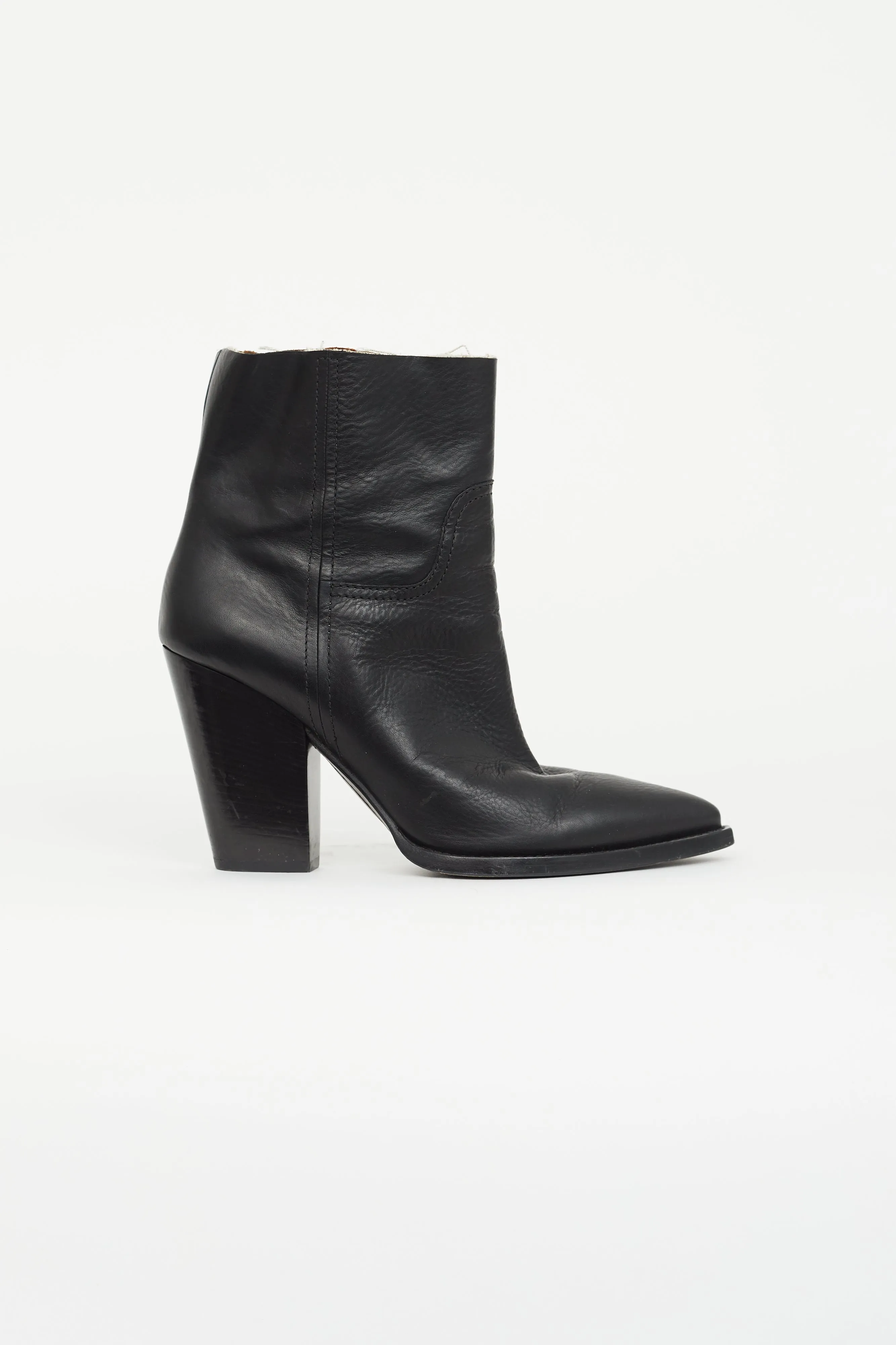 Black Leather Theo Ankle Boot