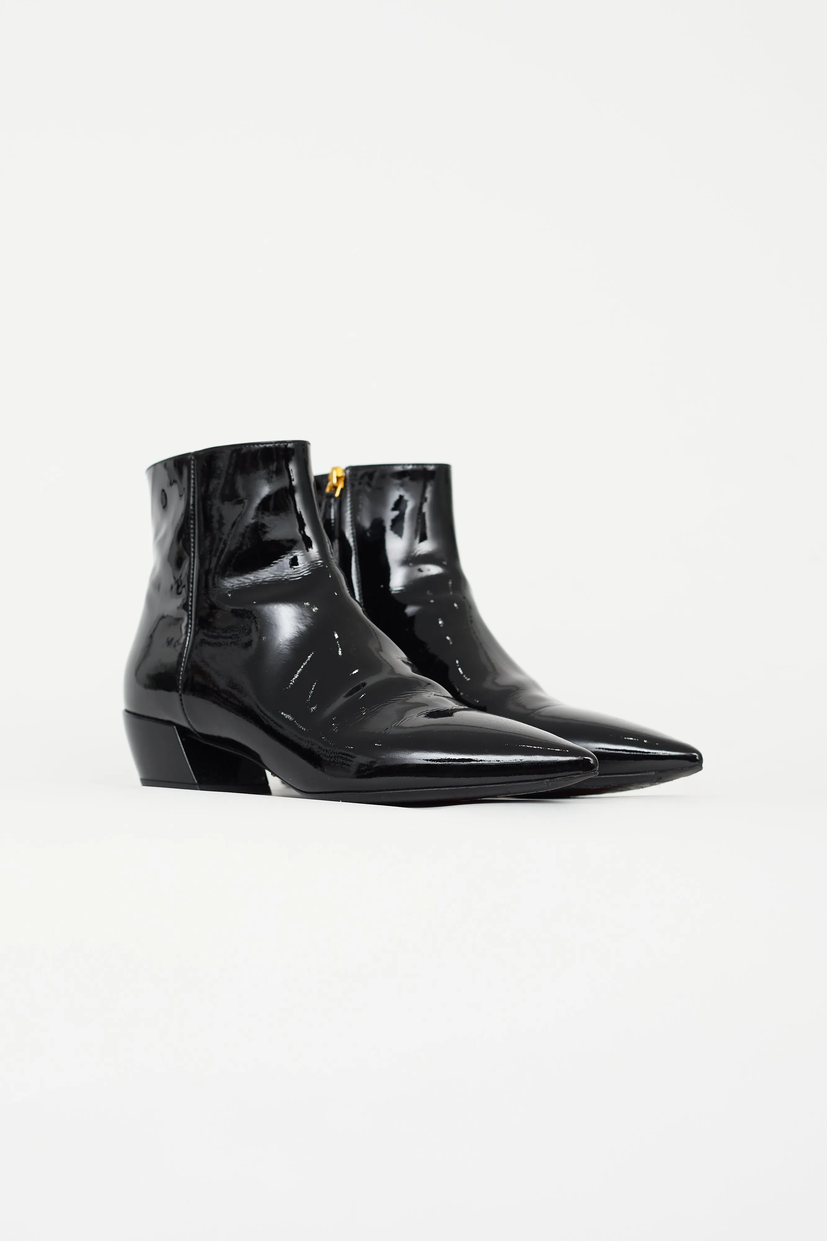 Black Patent Leather Pointed Toe Bootie