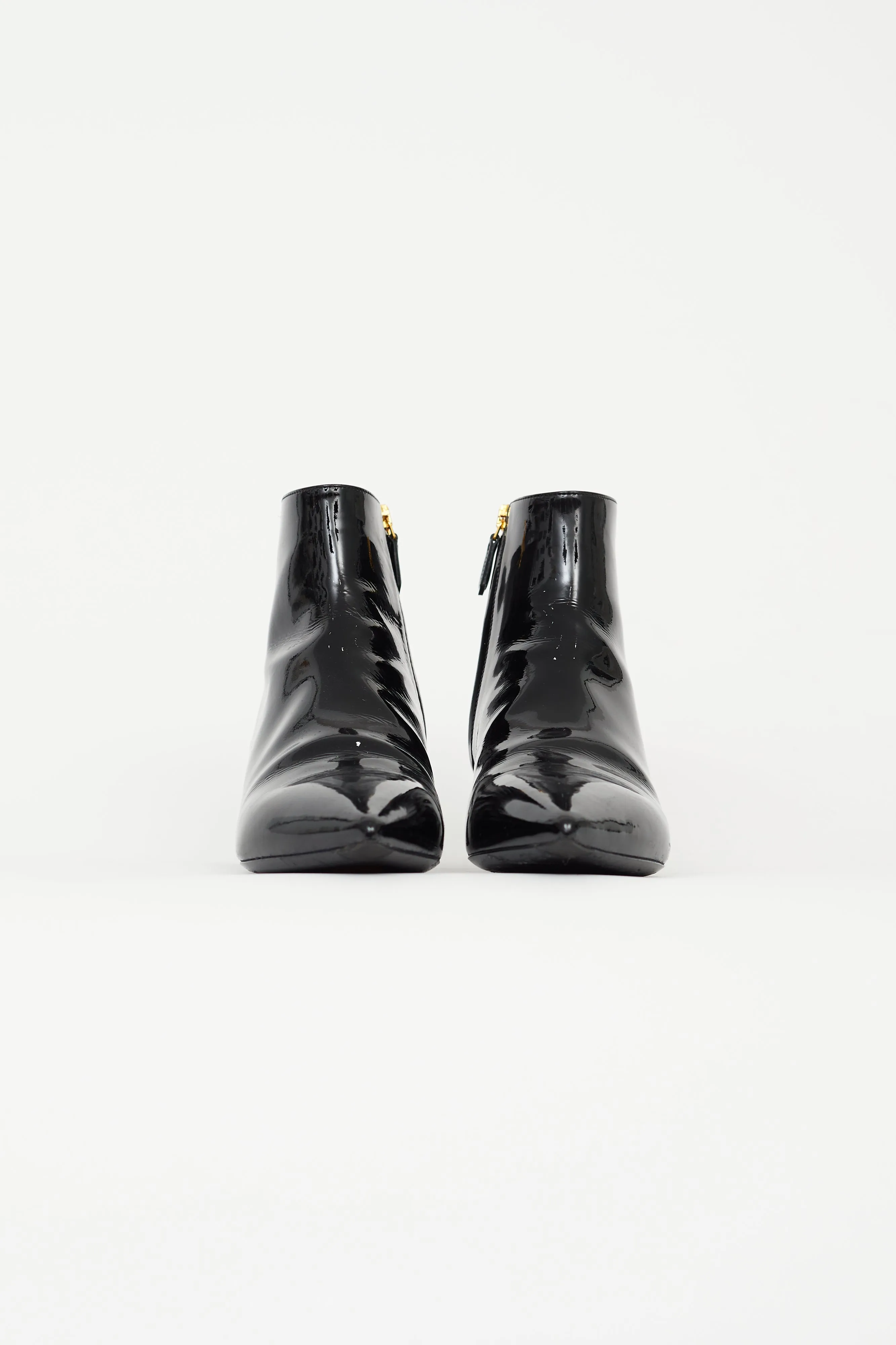 Black Patent Leather Pointed Toe Bootie