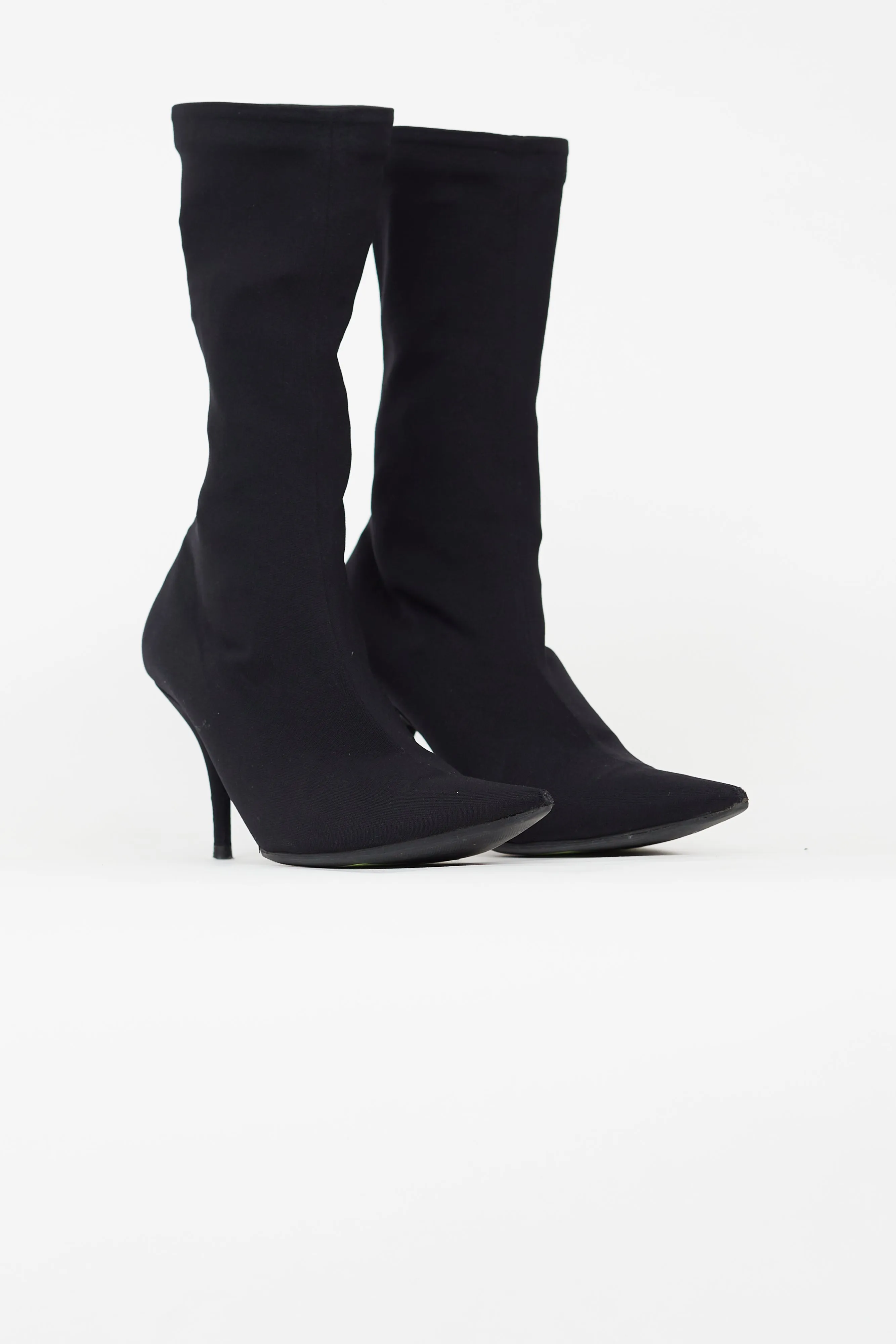 Black Satin Knife Boot