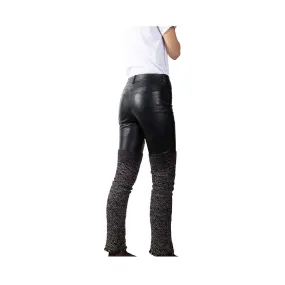 Chanel black leather and tweed pants - XS - 2000s
