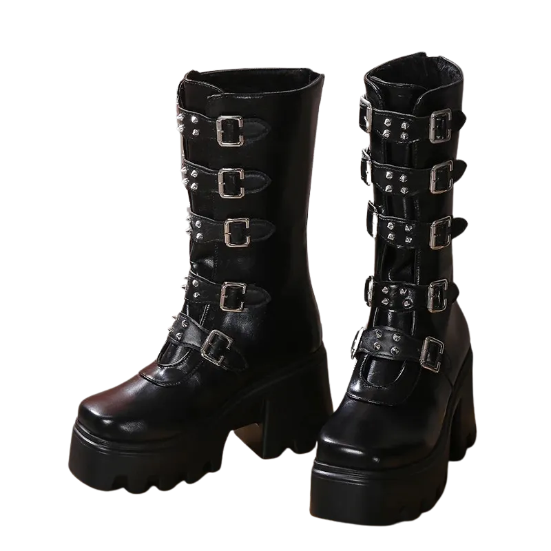 Gevini Platform Boots With Buckle