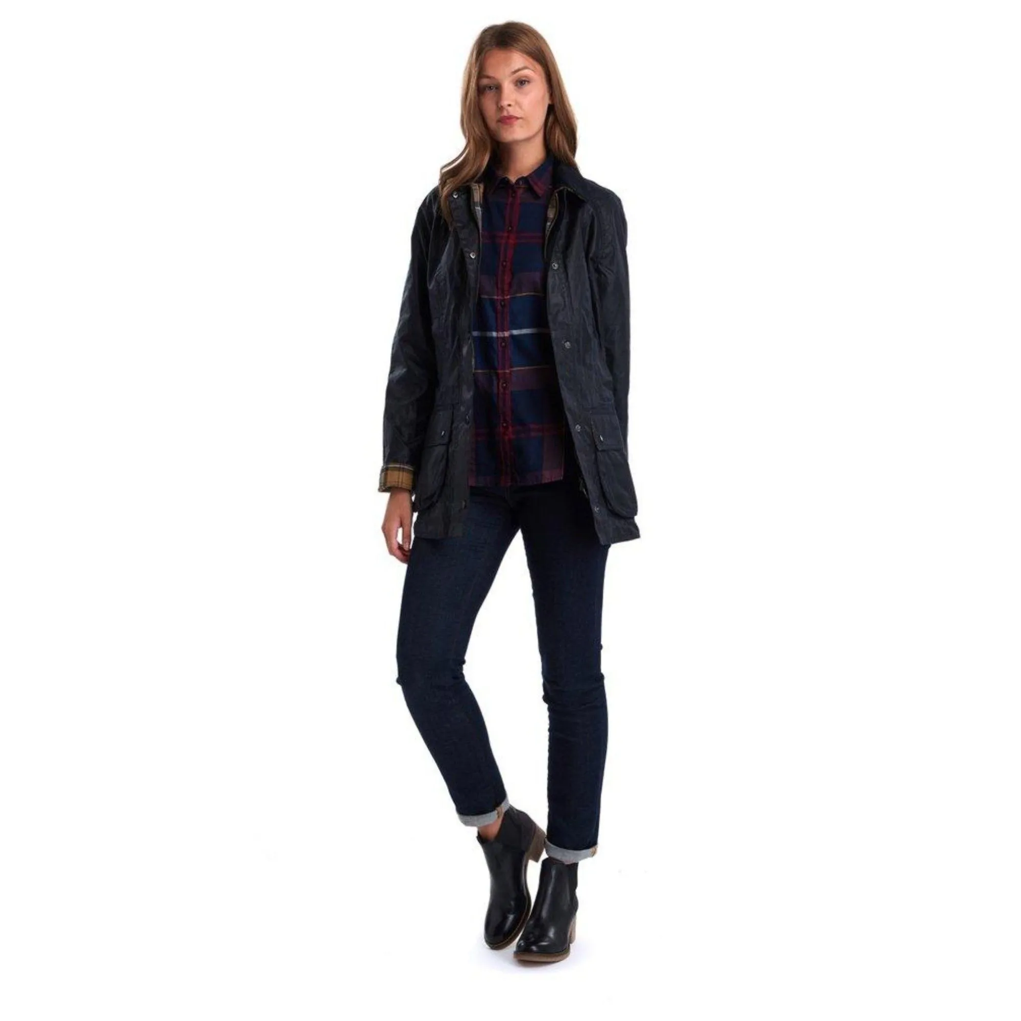 HENRY SARTORIAL x BARBOUR Women Beadnell Wax Jacket NAVY
