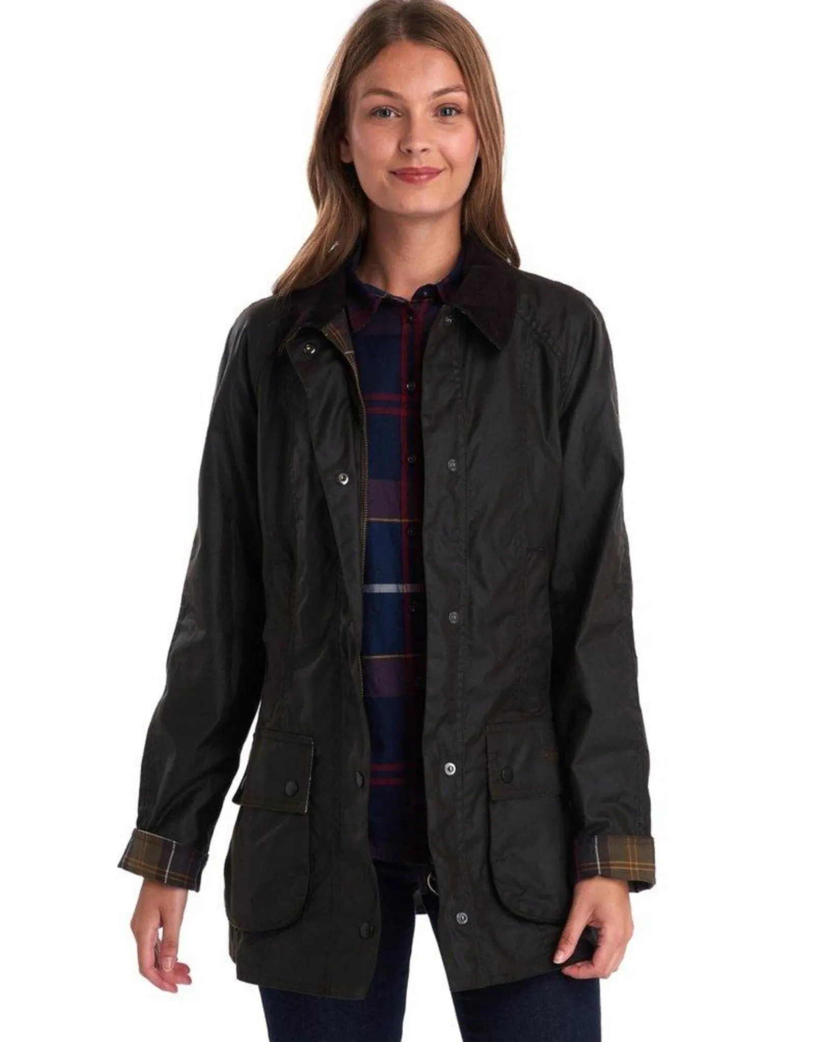HENRY SARTORIAL x BARBOUR Women Beadnell Wax Jacket OLIVE