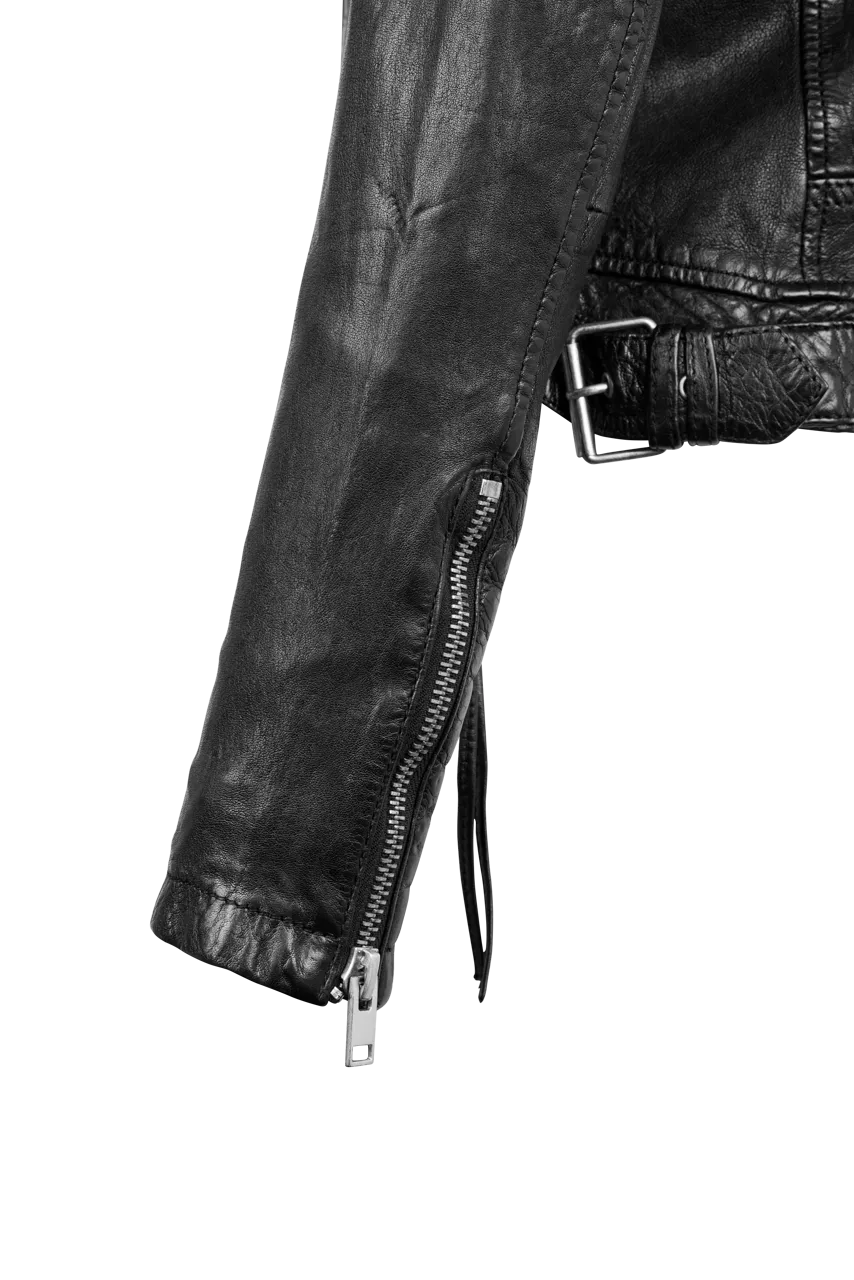 Mauritius Black Wani Vintage Lamb Leather Jacket
