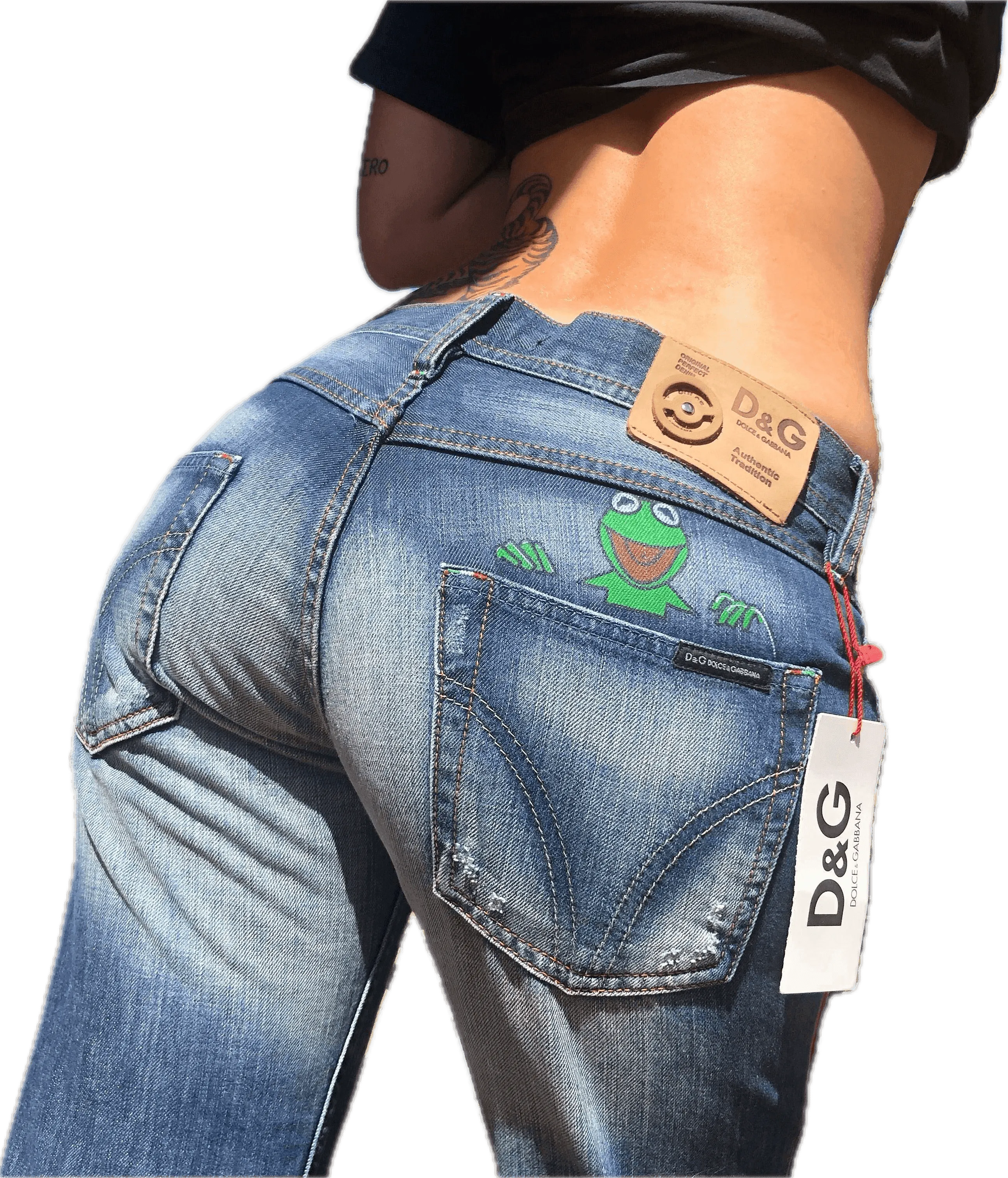 NWT- Dolce & Gabbana D&G Painted Kermit the Frog Jeans - Suit 9-10