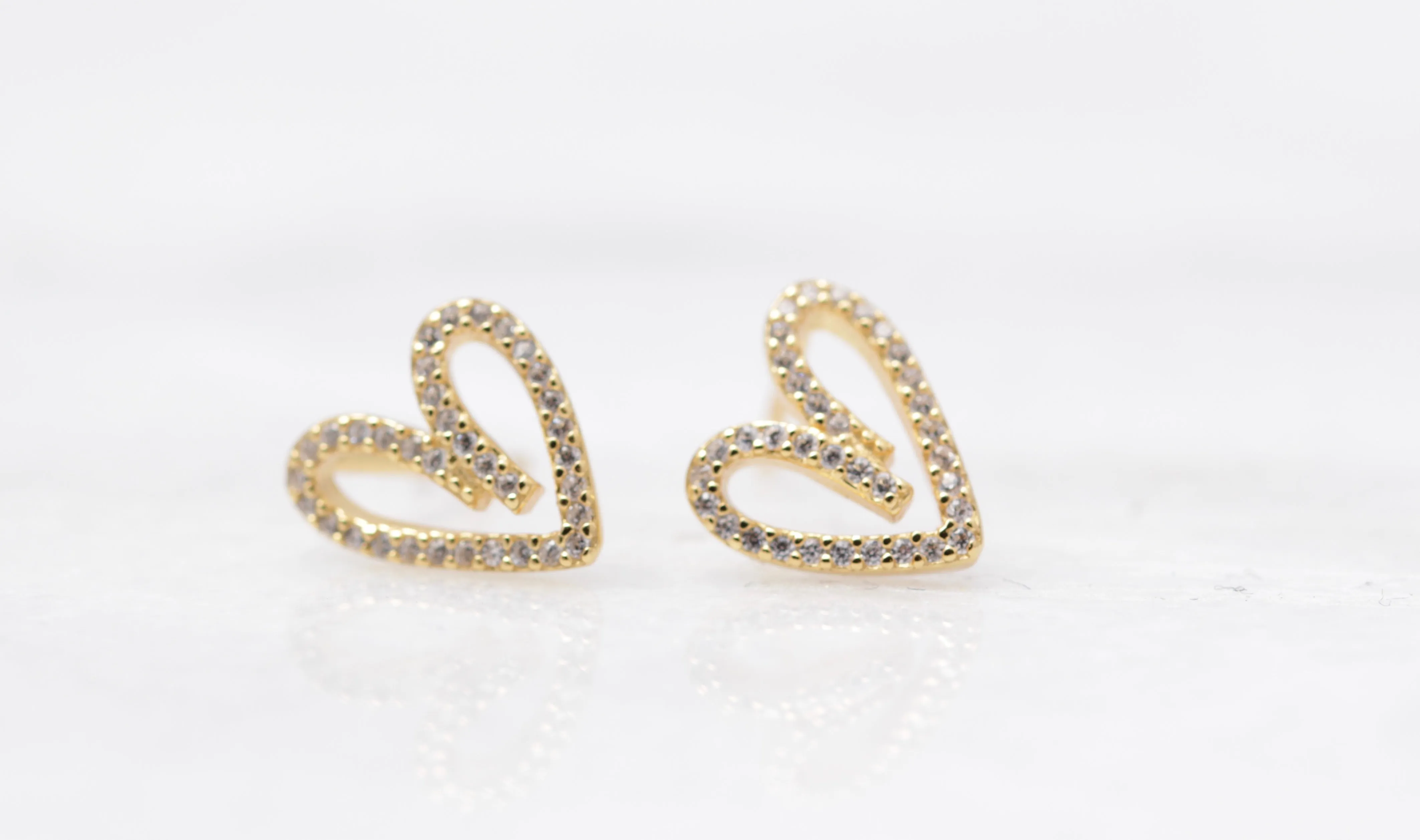 Pave Open Heart Studs