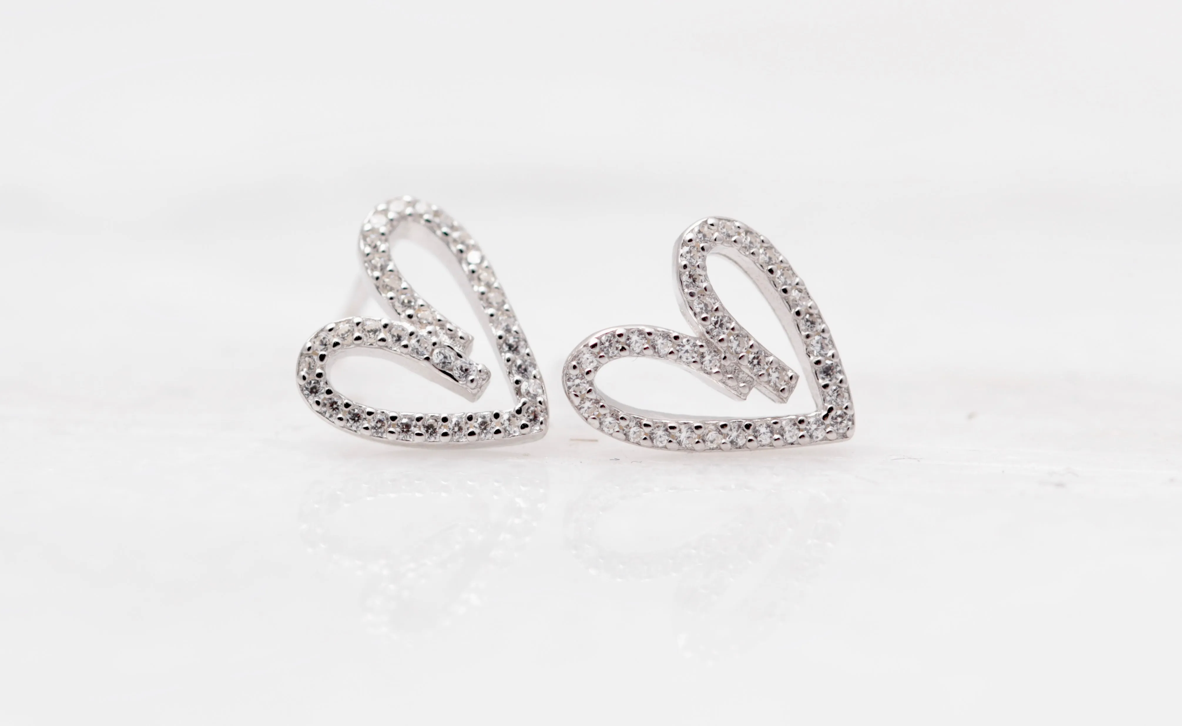 Pave Open Heart Studs