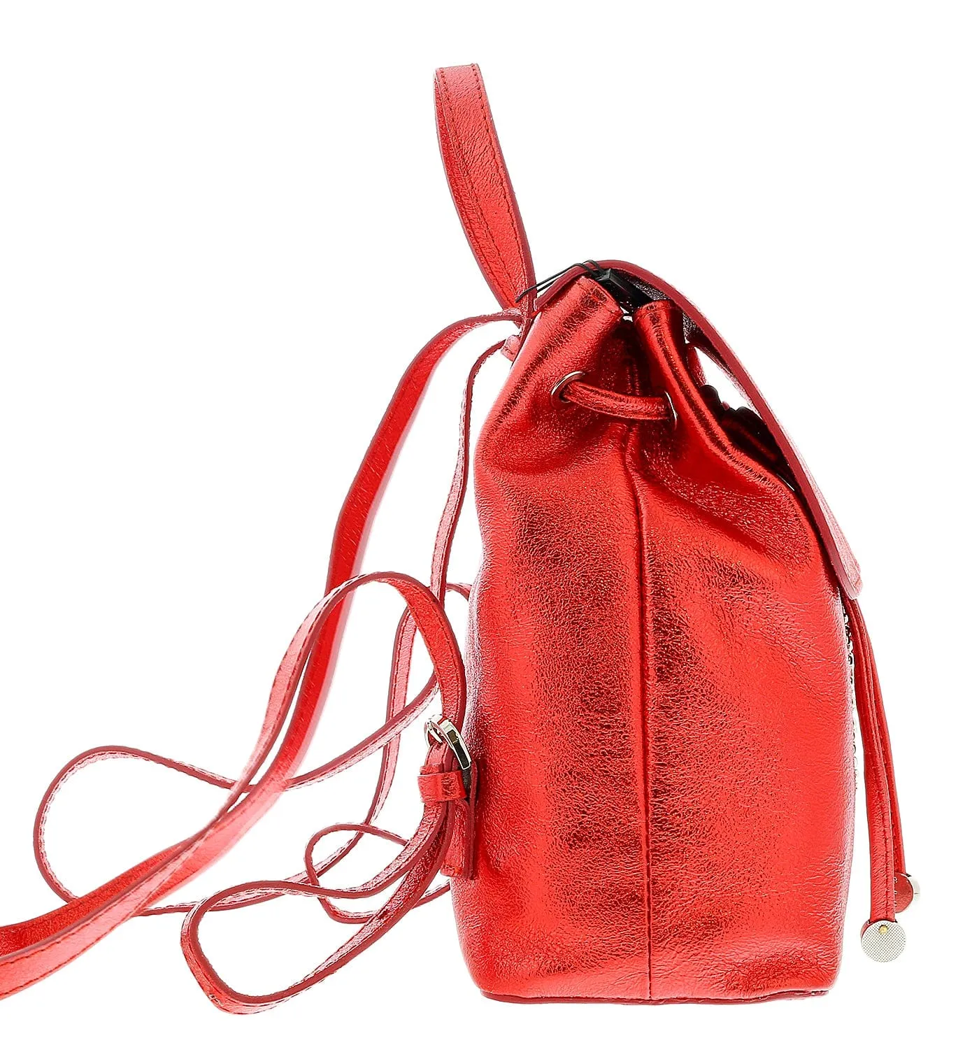 Pierre Cardin Red Leather Metallic Star Studded Medium Fashion Backpack