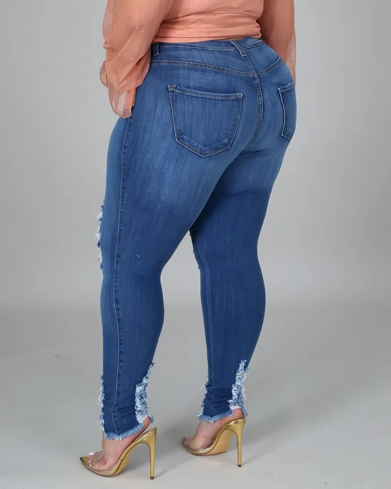 Plus Distressed Jeans
