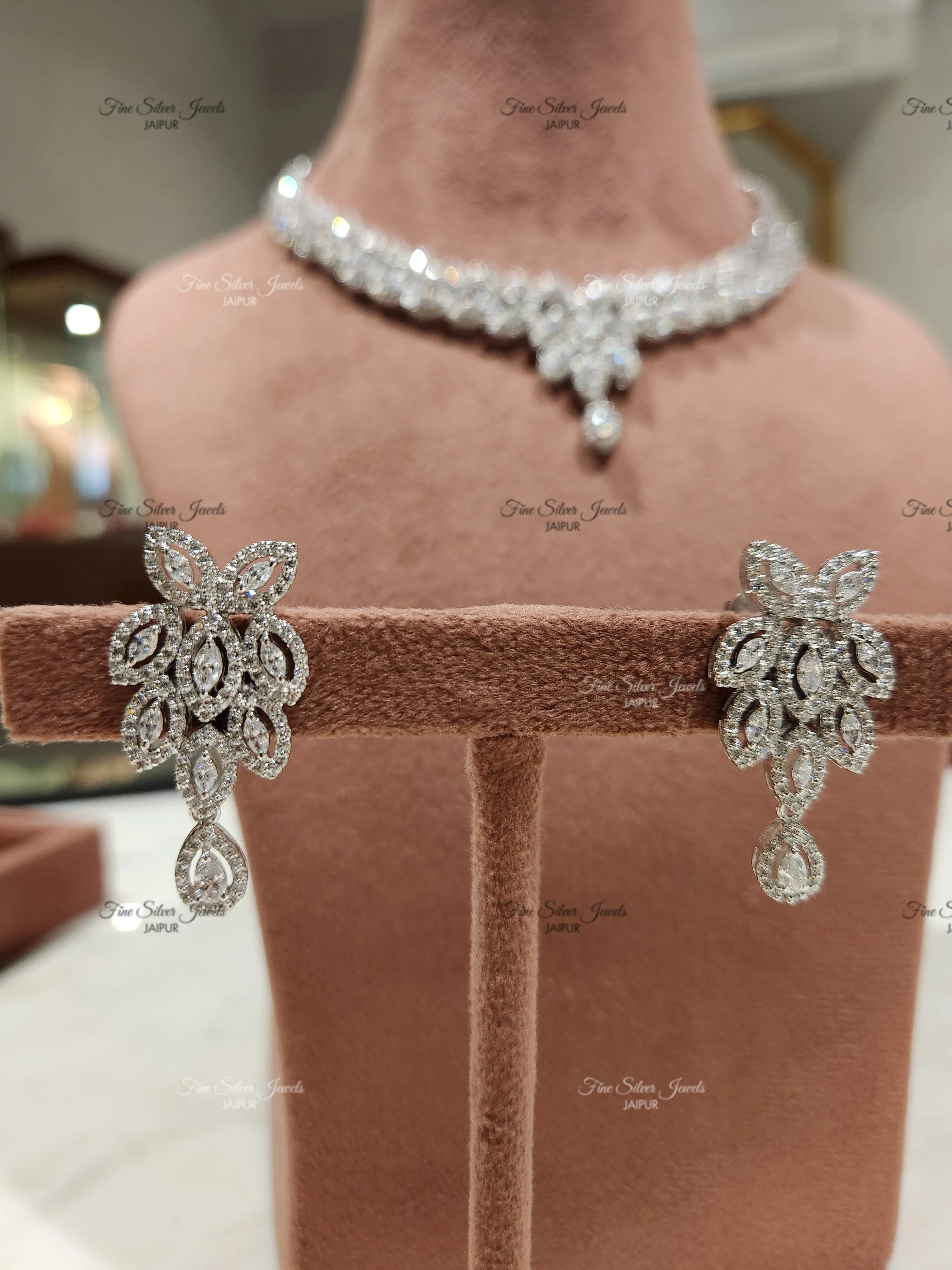 ROSE GOLD FINISH CZ NECKLACE SET
