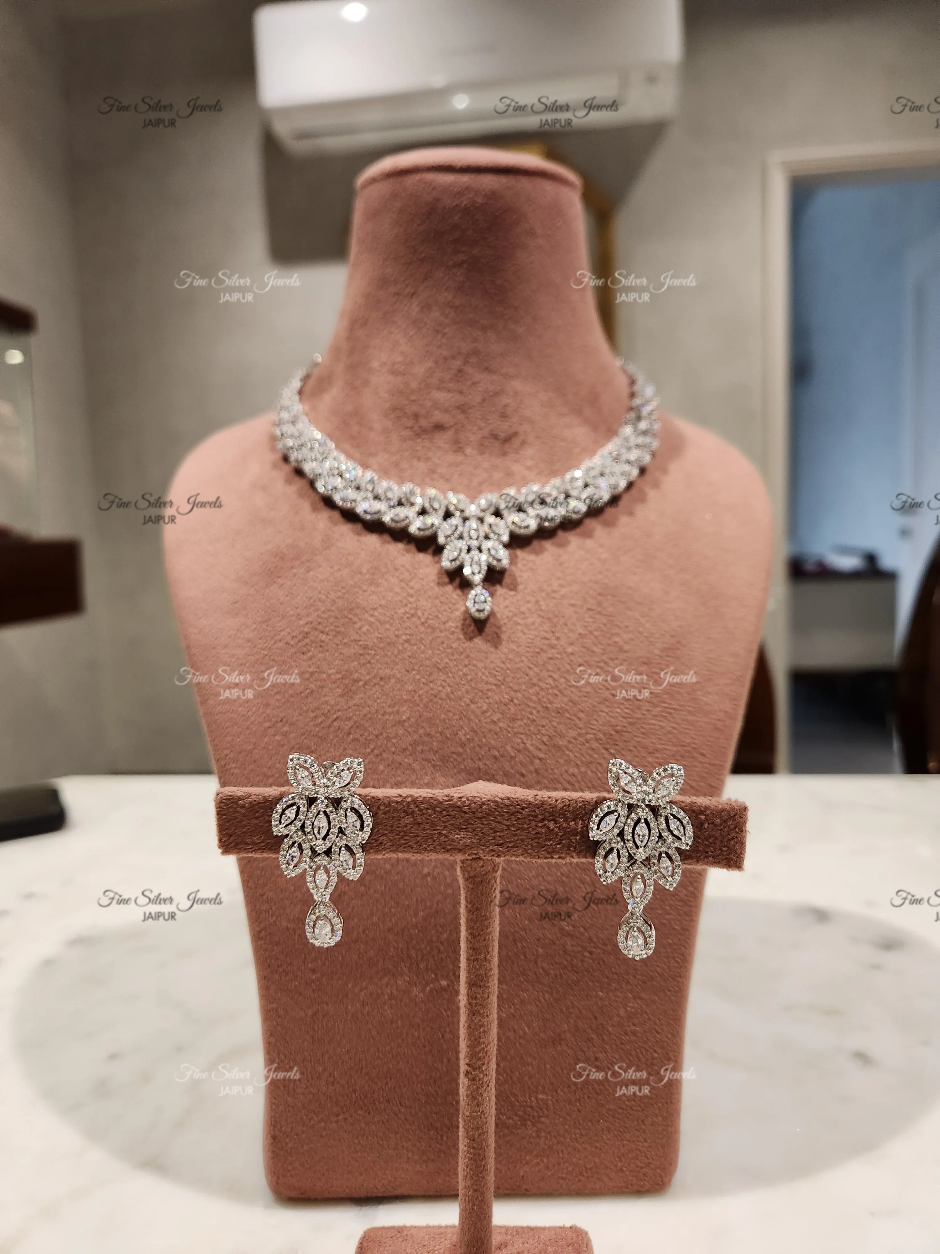 ROSE GOLD FINISH CZ NECKLACE SET