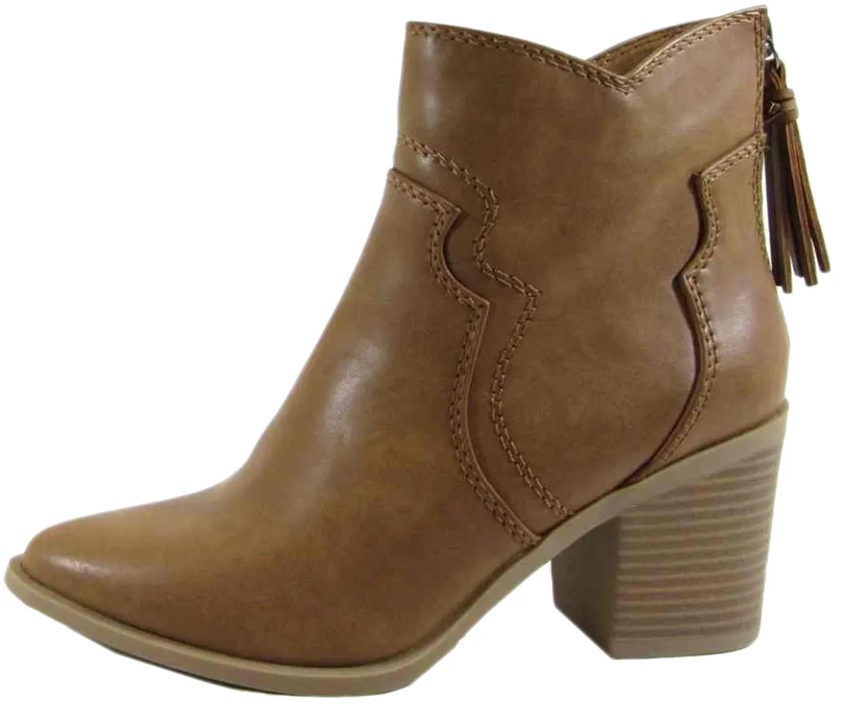 Soda Women's Lighting Embroidered Western Tassel Bootie