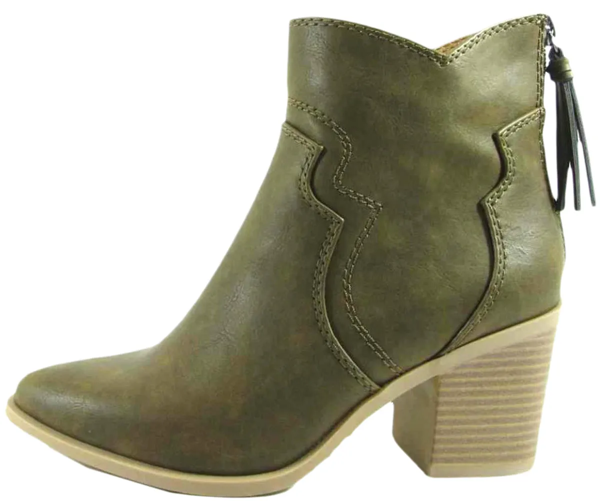 Soda Women's Lighting Embroidered Western Tassel Bootie