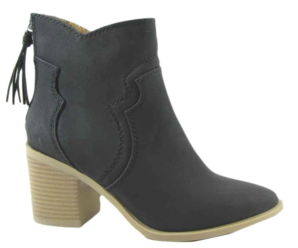 Soda Women's Lighting Embroidered Western Tassel Bootie