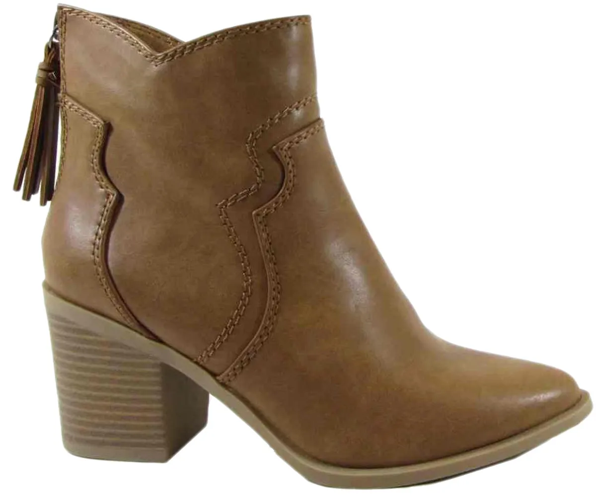 Soda Women's Lighting Embroidered Western Tassel Bootie