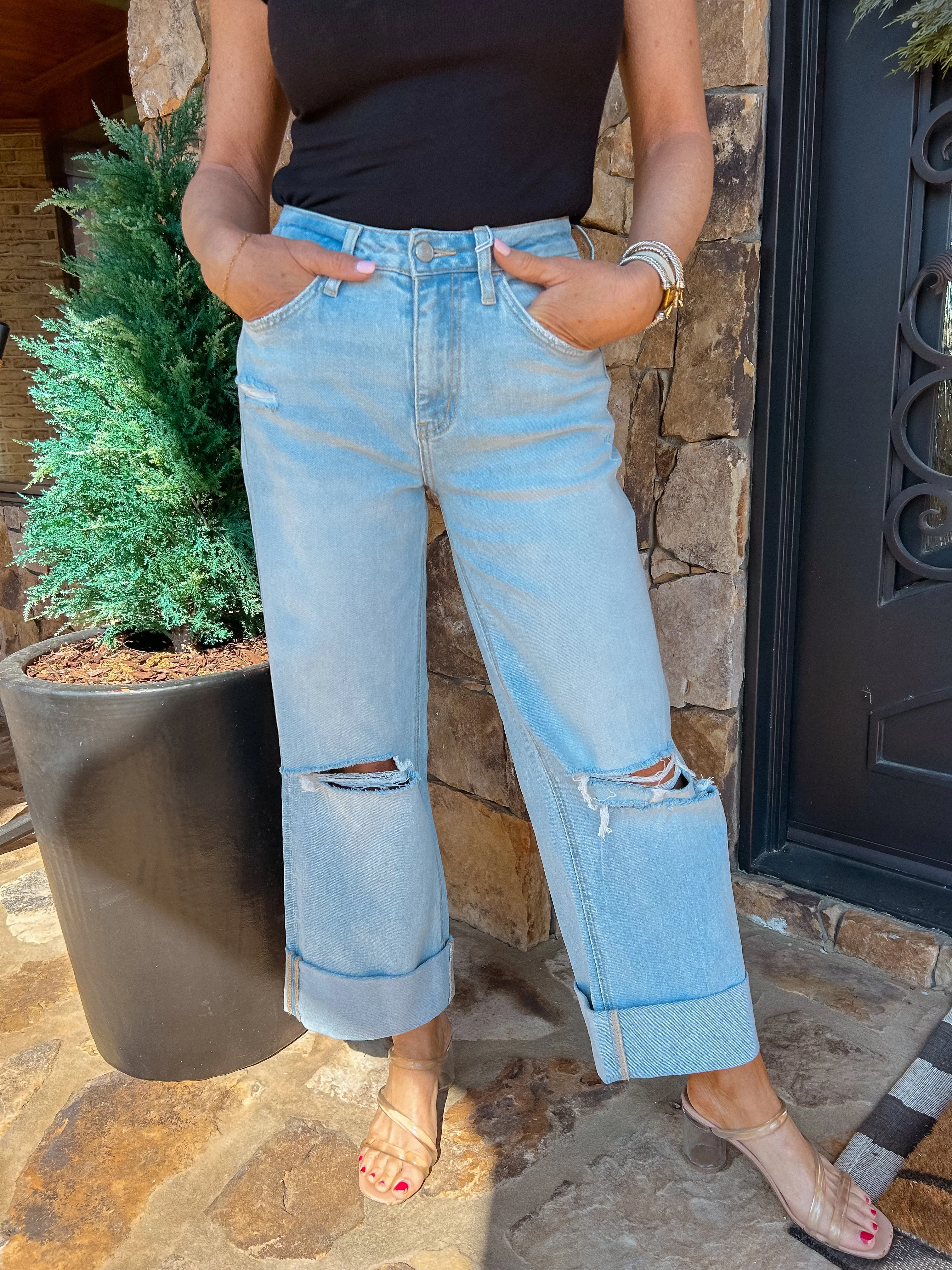 The Chloe High Rise Wide Leg Cuff Jeans