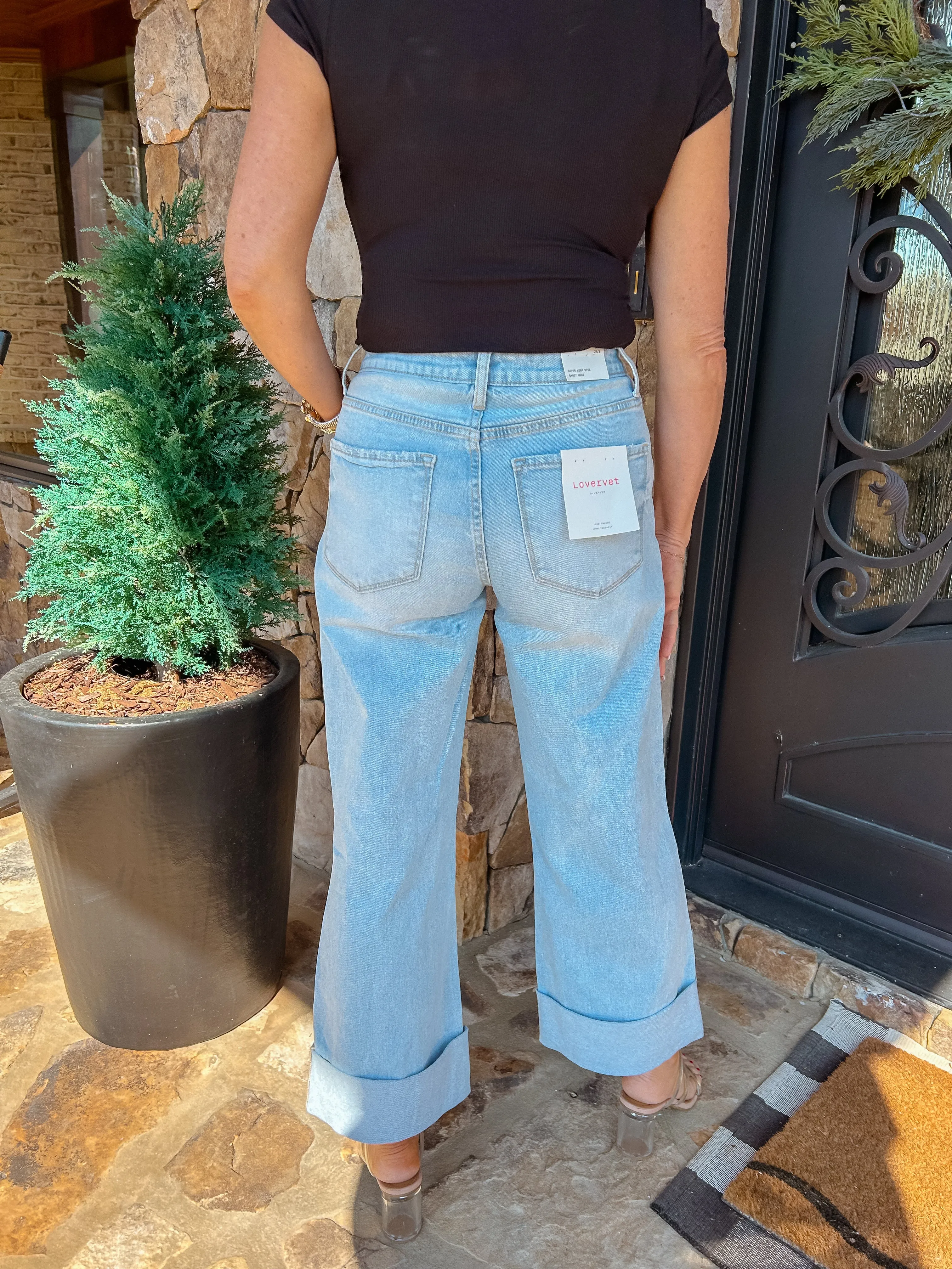 The Chloe High Rise Wide Leg Cuff Jeans